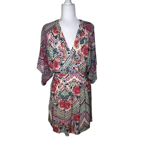 Anthropologie Maeve Siya Kimono Mini Dress Ruched Waist Floral Feminine Sz: 0 - Picture 2 of 15